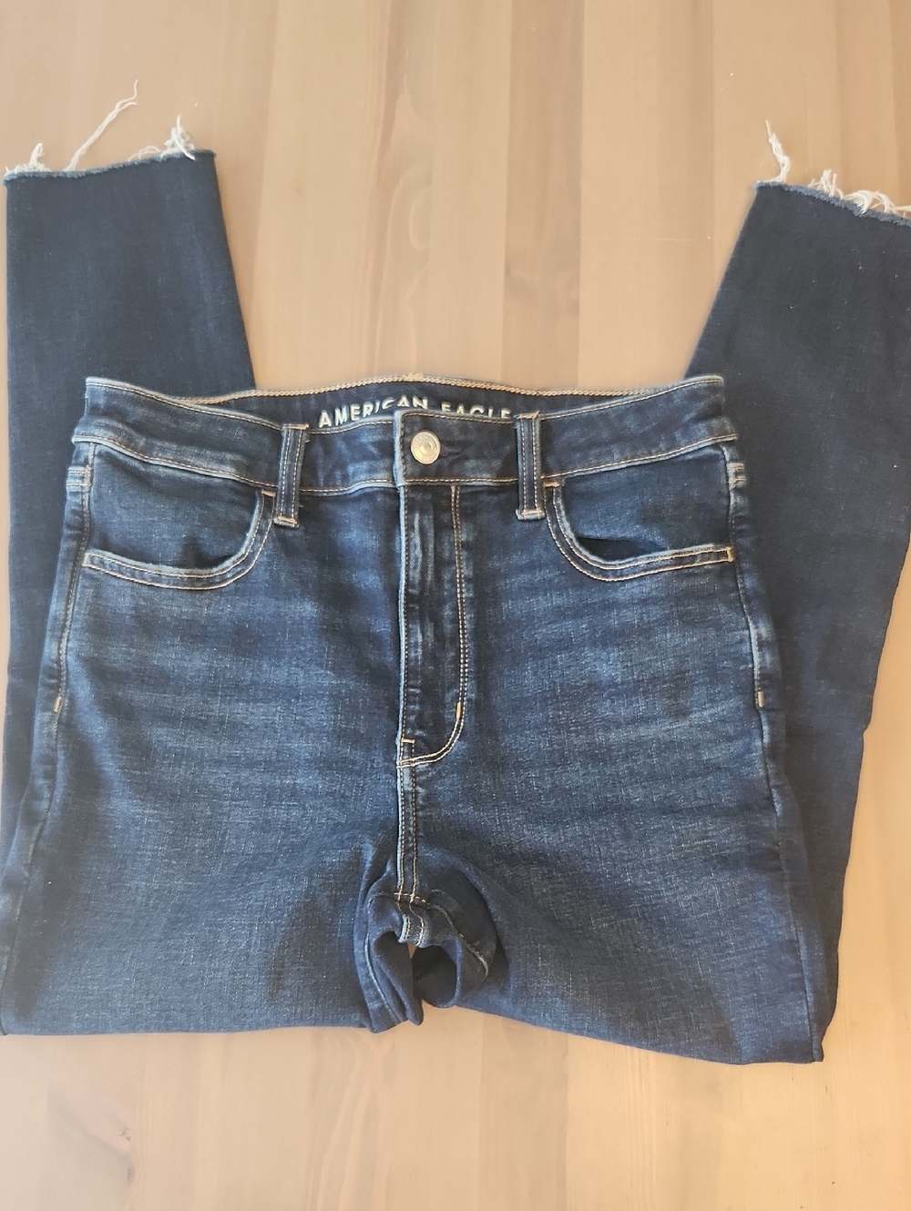 American Eagle Outfitters Women's Dark Blue High-Rise Skinny Jeans